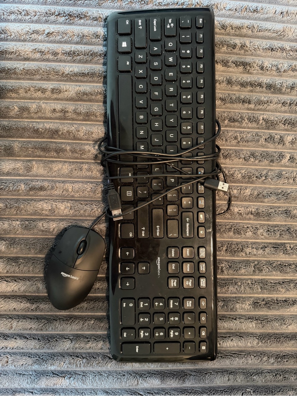 Amazon Black Wired USB Keyboard and Mouse Set